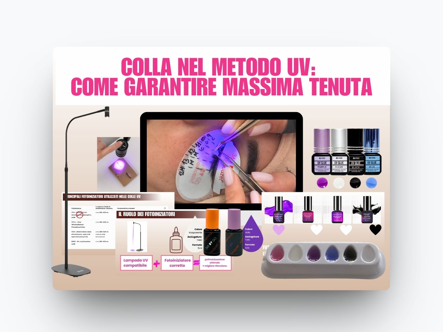 Colla UV per extension ciglia: corso su come garantire la massima tenuta